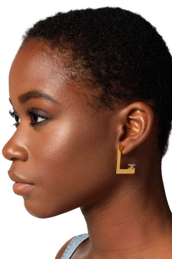 Boucles d'oreilles double logo géométrique - Elisabetta Franchi® Outlet