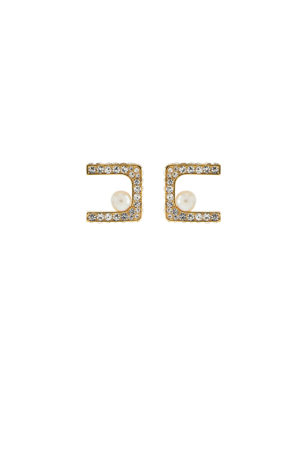 Earrings with rhinestones and pearls - Elisabetta Franchi® Outlet