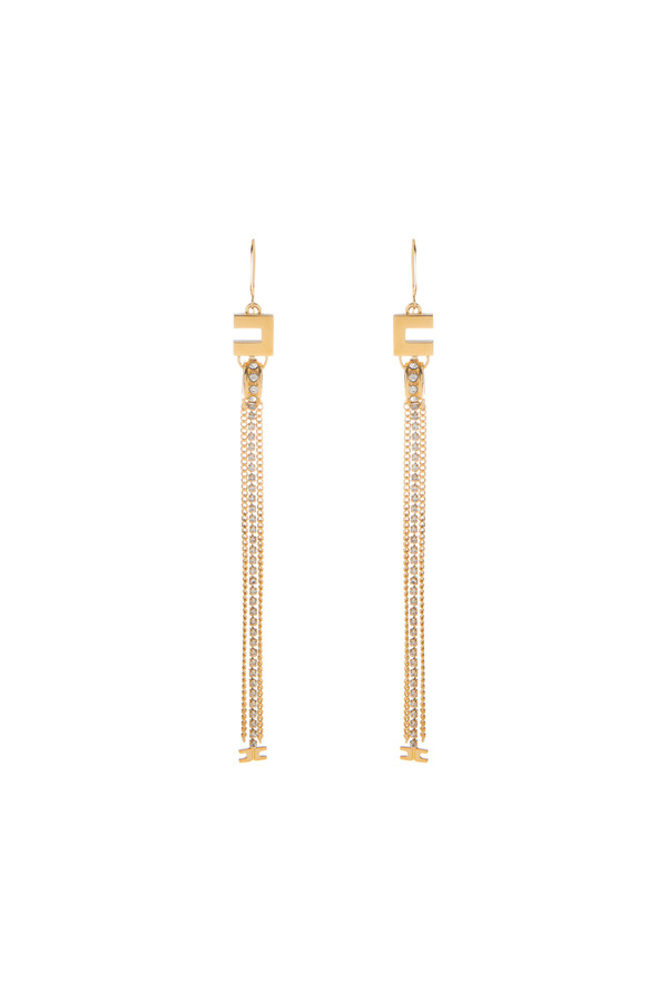 Orecchini logo con pendenti in strass - Elisabetta Franchi® Outlet