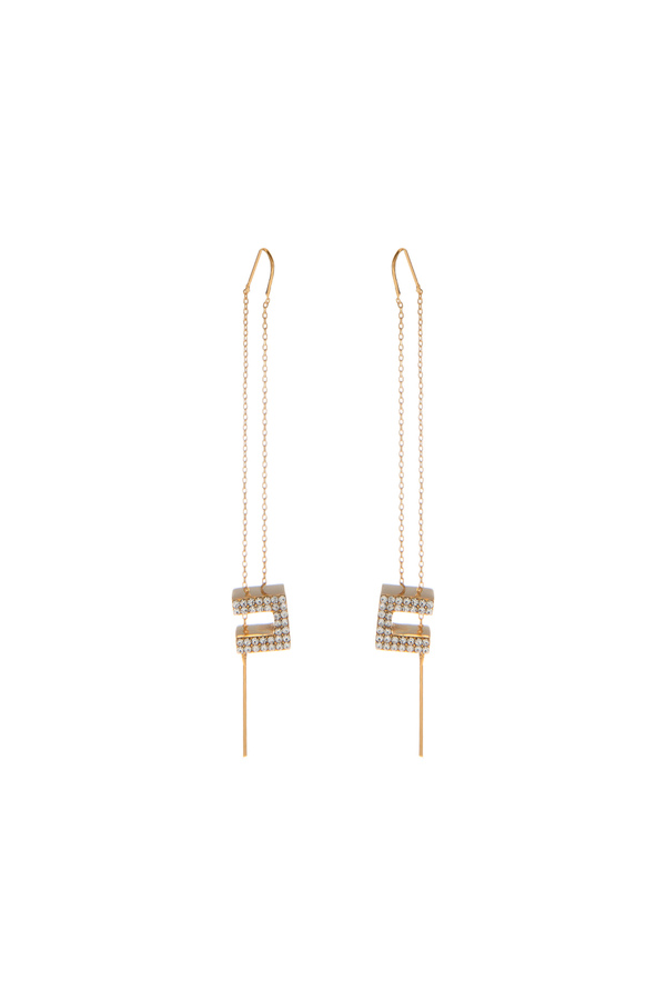 Orecchini pendenti con logo in strass - Elisabetta Franchi® Outlet
