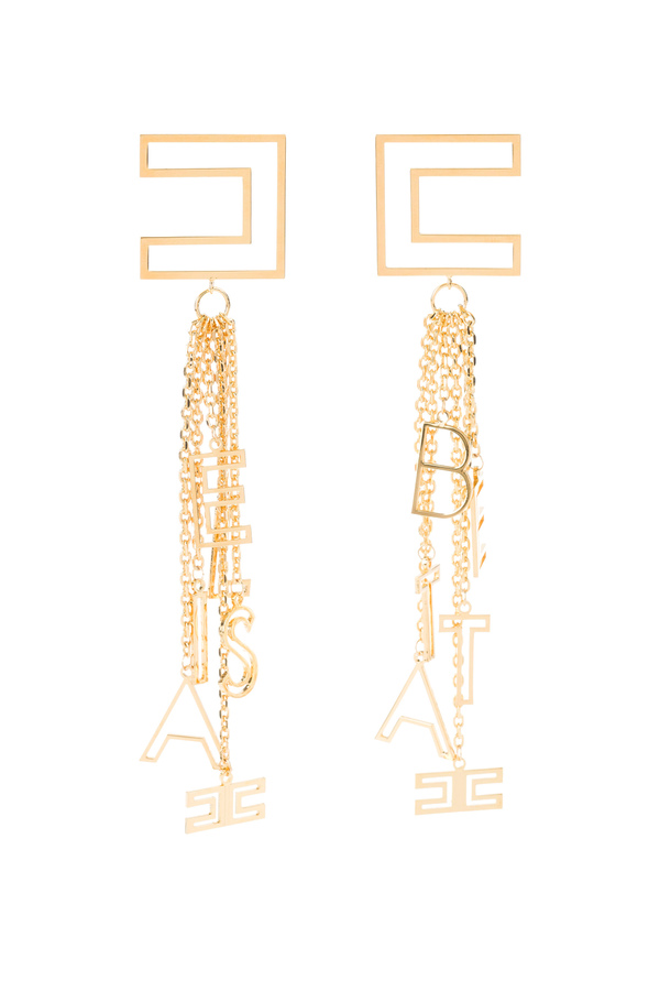 Earrings with logo charms pendants - Elisabetta Franchi® Outlet