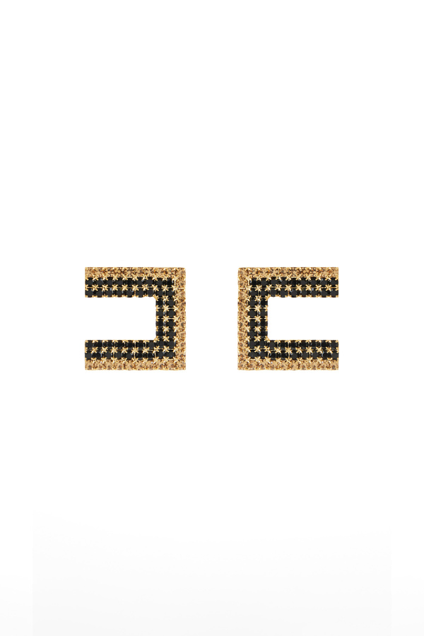 Earrings with two-colour rhinestone chain - Elisabetta Franchi® Outlet