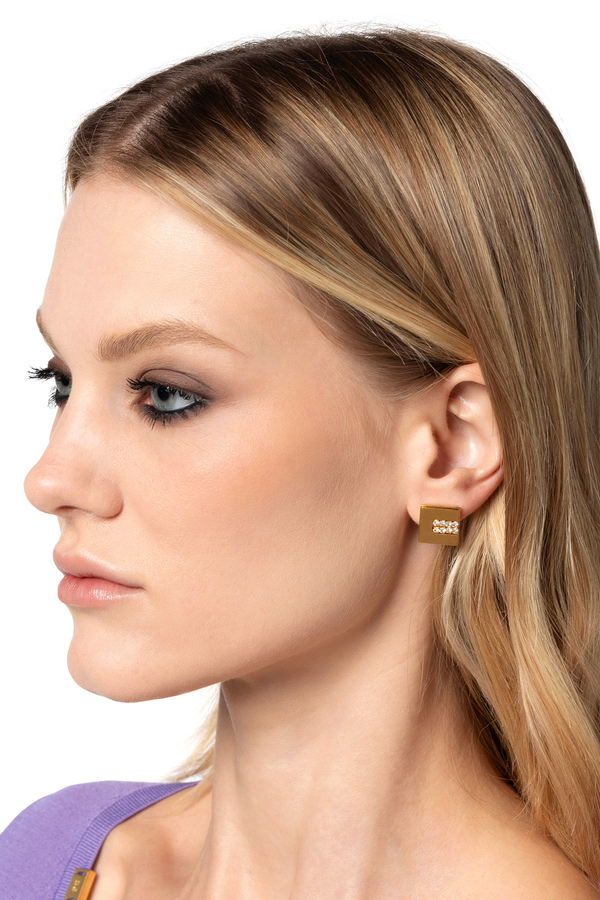 Orecchini logo cubo con cubo - Elisabetta Franchi® Outlet