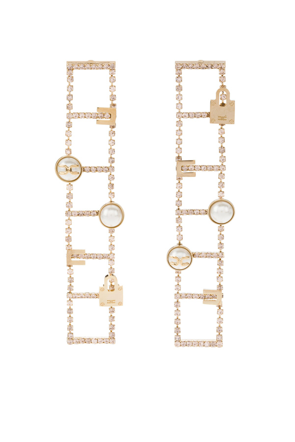 Earrings with light gold charms - Elisabetta Franchi® Outlet