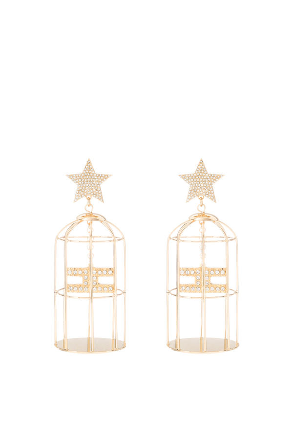 Cage earrings with rhinestones and star - Elisabetta Franchi® Outlet