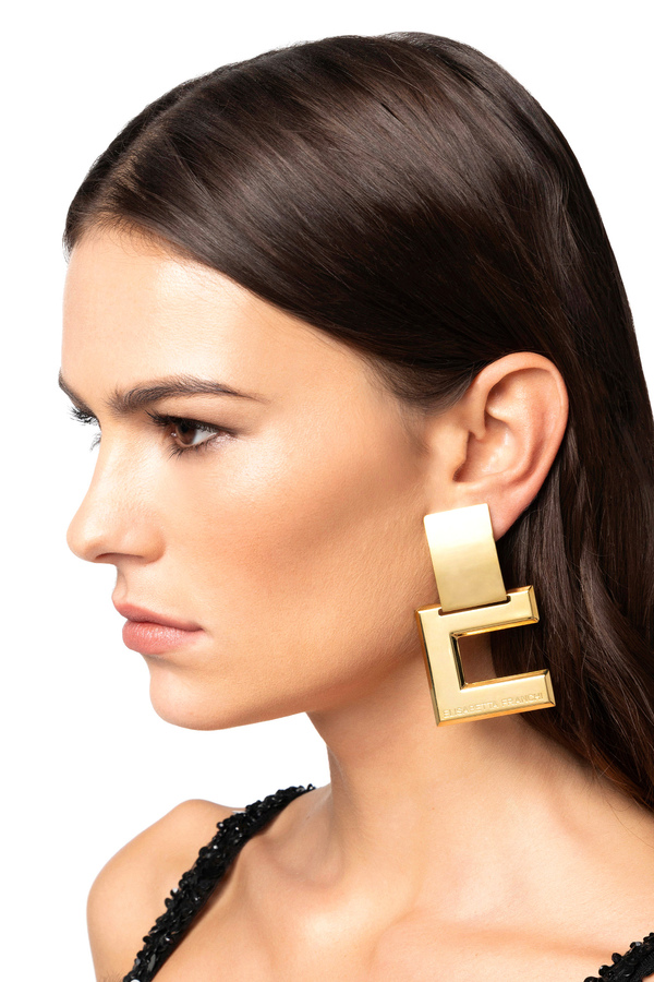 Orecchini logo con incisione - Elisabetta Franchi® Outlet