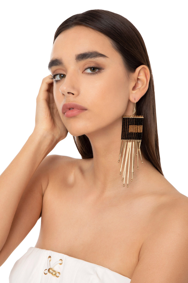 Boucles d'oreilles logo avec perles - Elisabetta Franchi® Outlet