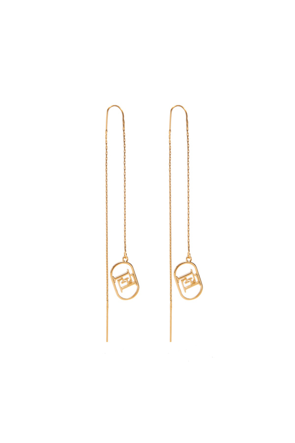 Orecchini pendenti con logo - Elisabetta Franchi® Outlet