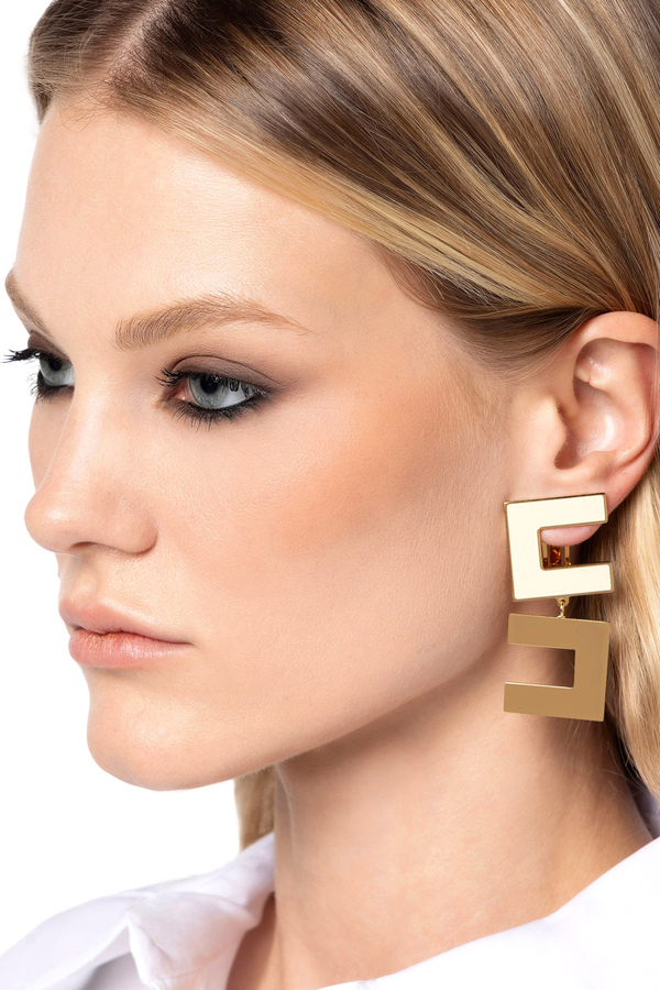 Orecchini doppio logo smaltati - Elisabetta Franchi® Outlet