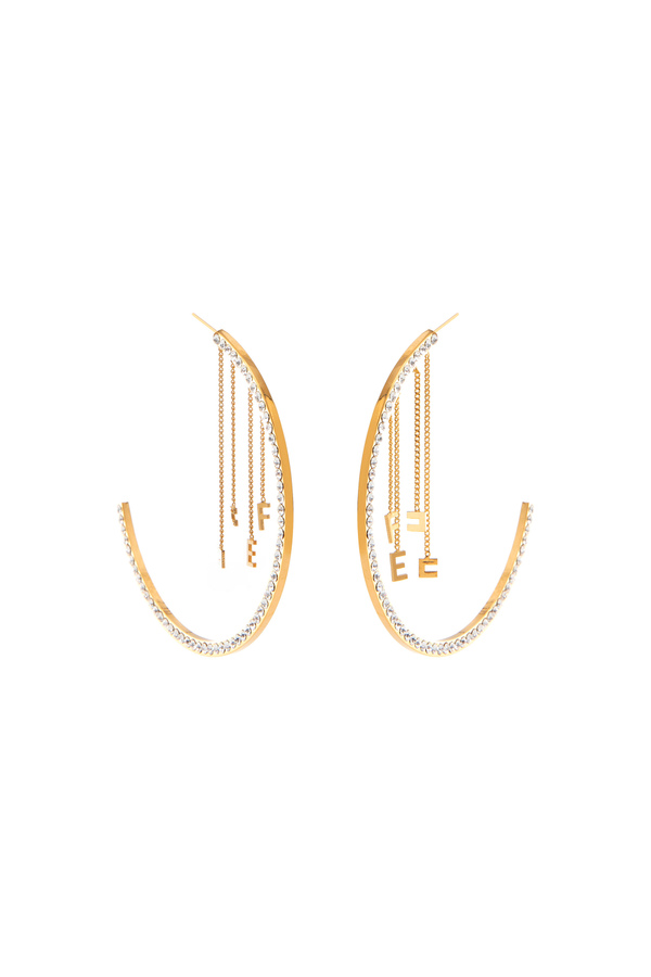Orecchini a cerchio con groumette e charms - Elisabetta Franchi® Outlet
