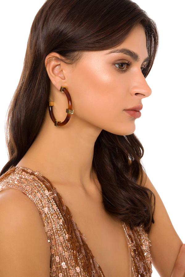 Turtle-effect resin earrings - Elisabetta Franchi® Outlet