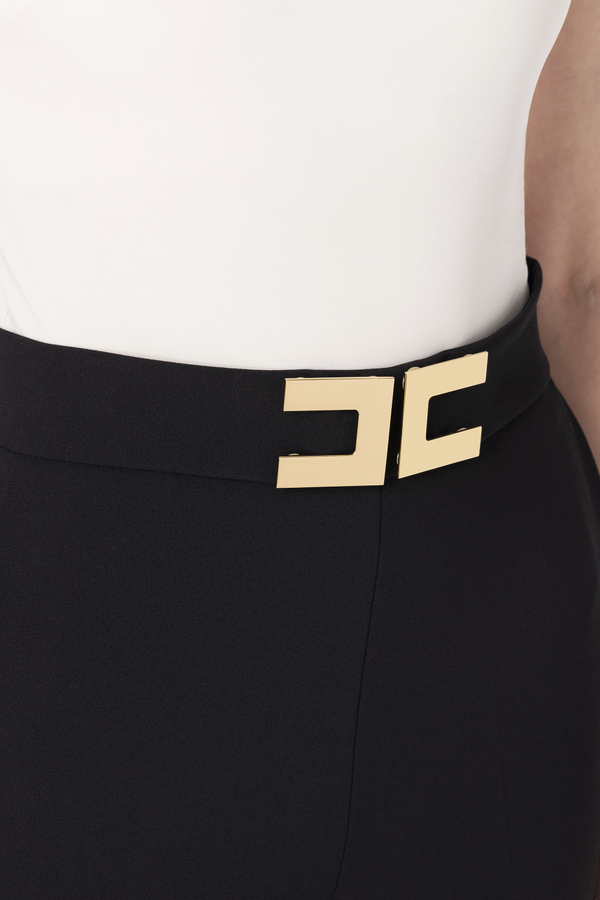 Pantalón pitillo con logotipo - Elisabetta Franchi® Outlet
