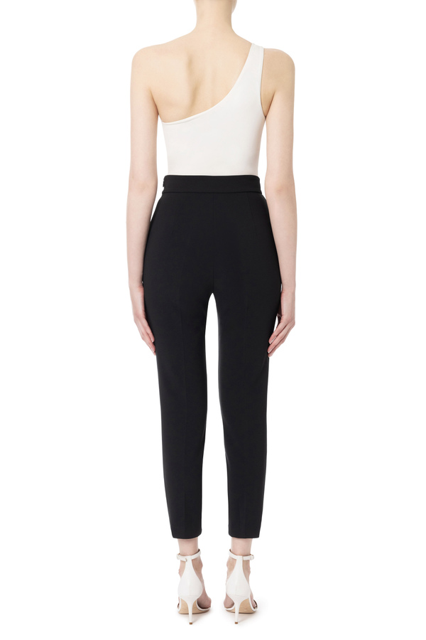 Straight cut trousers with logo - Elisabetta Franchi® Outlet