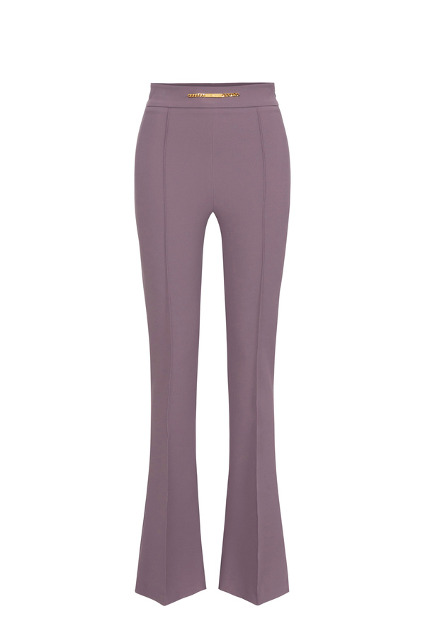 Palazzo trousers in crêpe fabric with horsebit - Elisabetta Franchi® Outlet