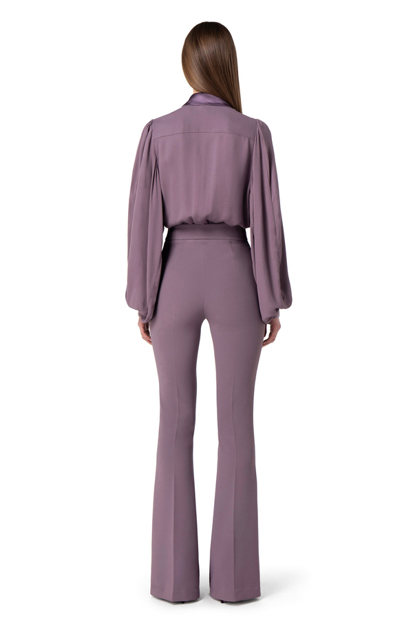 Palazzo trousers in crêpe fabric with horsebit - Elisabetta Franchi® Outlet