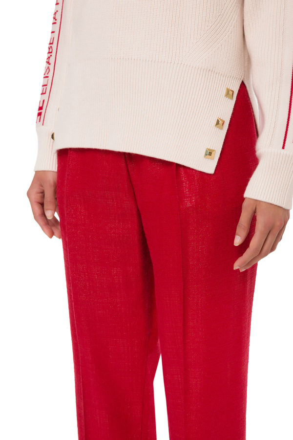 Hose aus Lurex-Tweed im Herrenschnitt - Elisabetta Franchi® Outlet