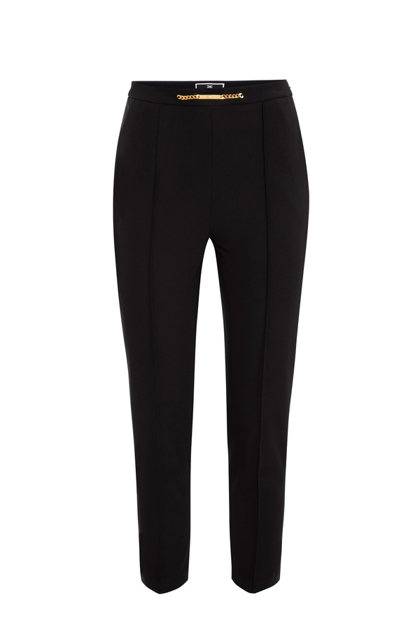 Straight trousers in bi-elastic fabric with horsebit - Elisabetta Franchi® Outlet