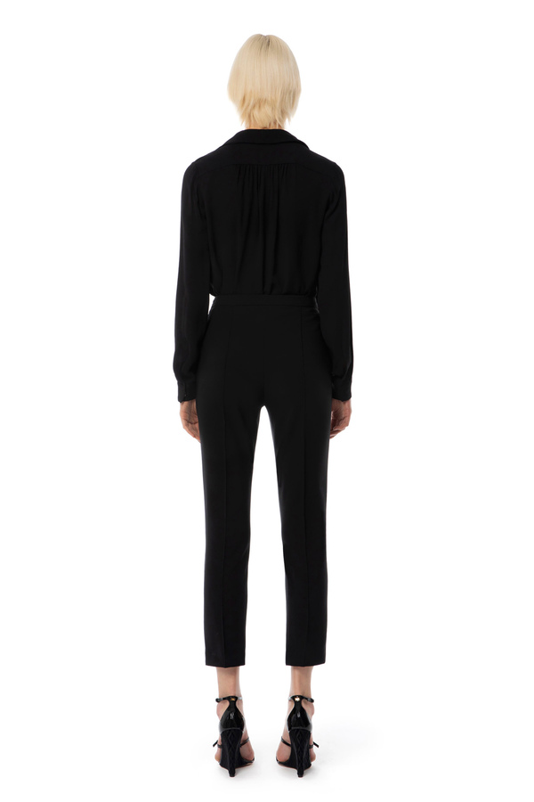 Straight trousers in bi-elastic fabric with horsebit - Elisabetta Franchi® Outlet