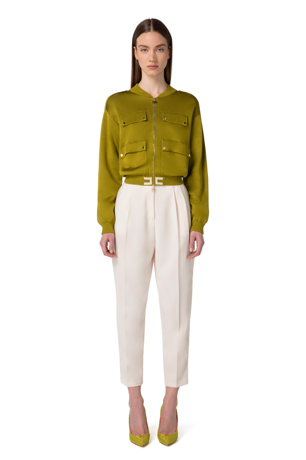 Crêpe trousers with darts - Elisabetta Franchi® Outlet
