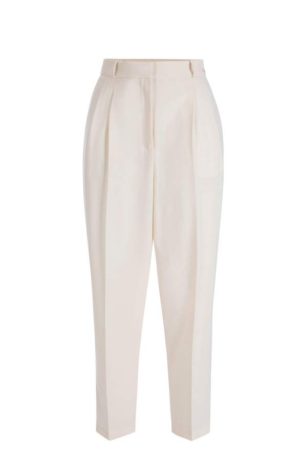 Crêpe trousers with darts - Elisabetta Franchi® Outlet