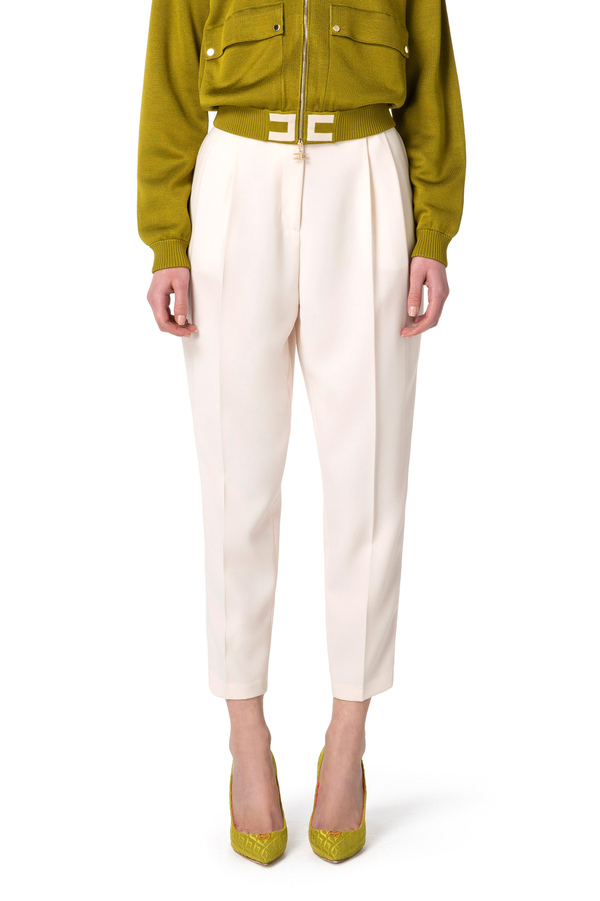 Crêpe trousers with darts - Elisabetta Franchi® Outlet
