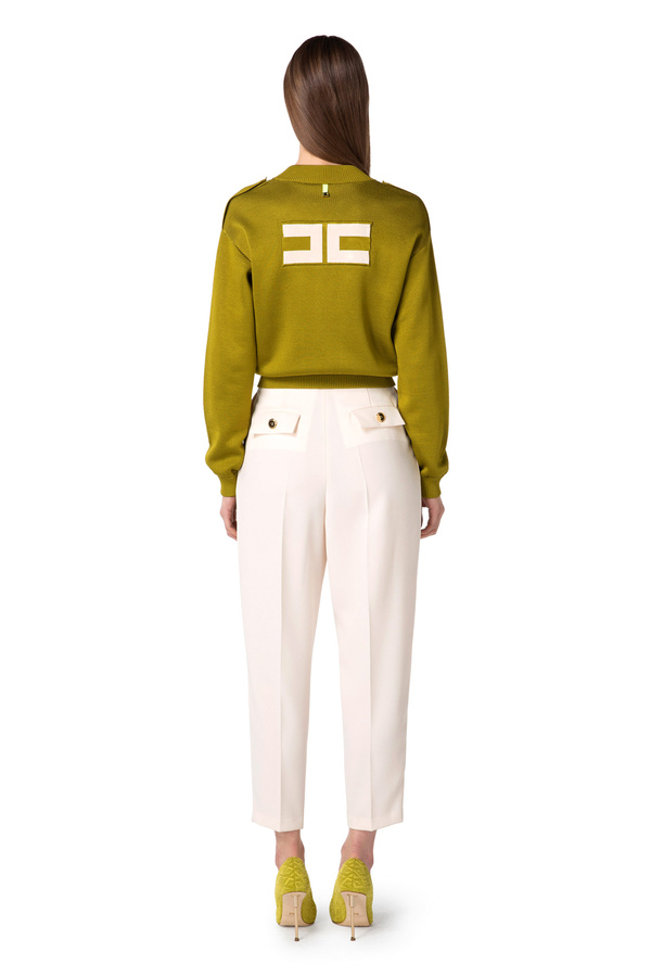 Crêpe trousers with darts - Elisabetta Franchi® Outlet