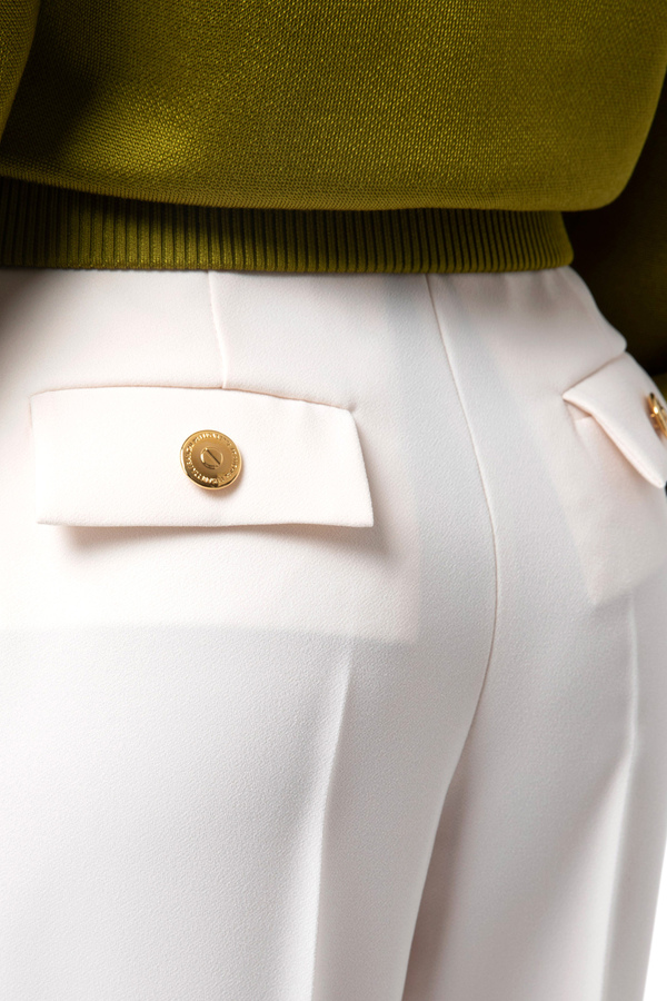 Crêpe trousers with darts - Elisabetta Franchi® Outlet