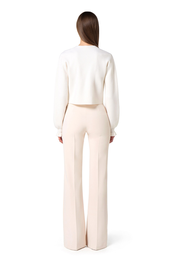 Palazzo trousers in crêpe fabric with horsebits - Elisabetta Franchi® Outlet