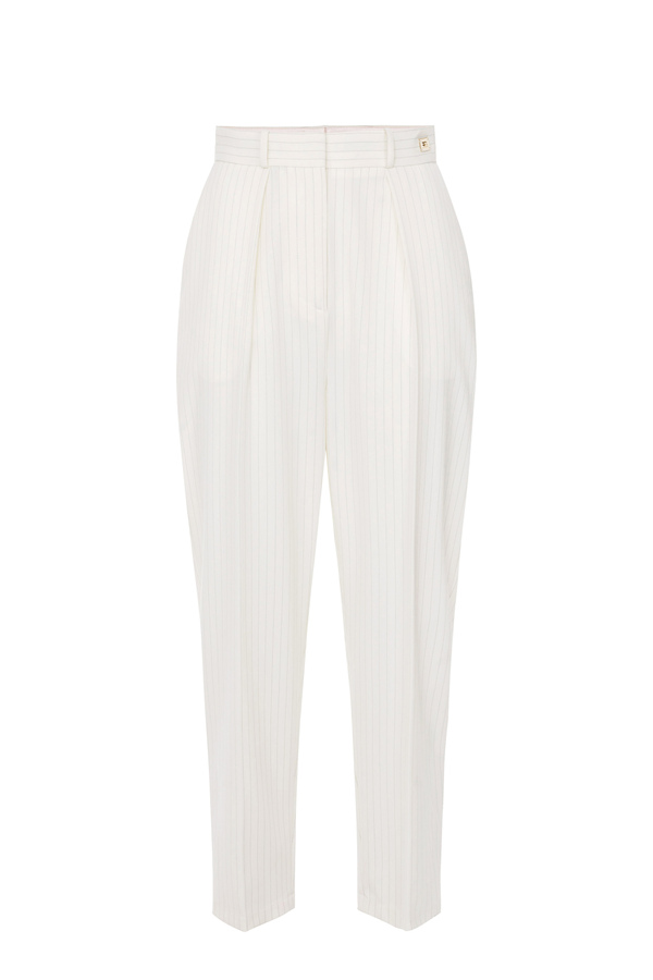 Cool wool pinstriped trousers - Elisabetta Franchi® Outlet