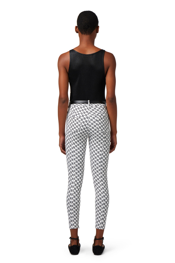 Pantalone 5 tasche in doppio crêpe stampa logo - Elisabetta Franchi® Outlet