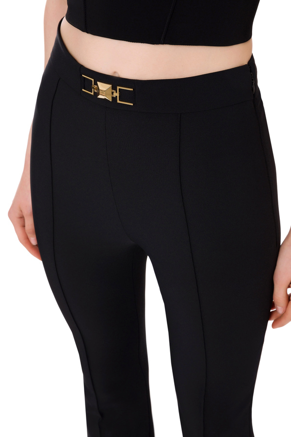 Bell-bottom trousers with studded horsebit - Elisabetta Franchi® Outlet