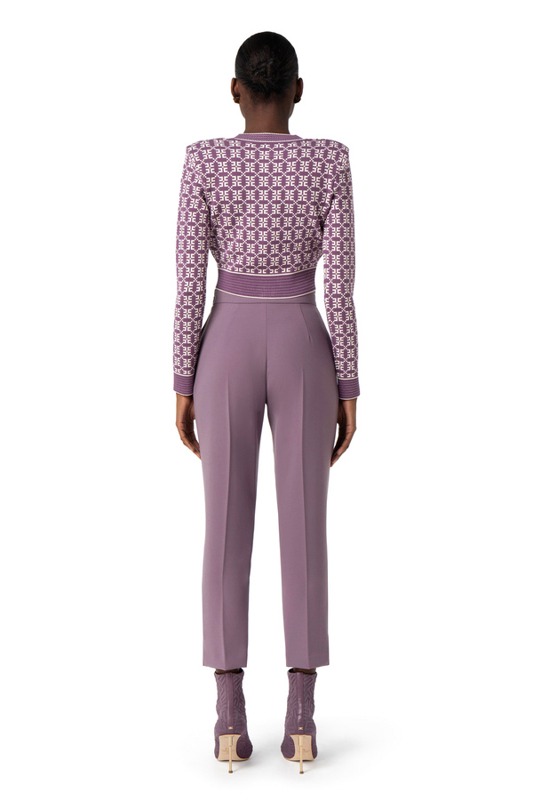 Straight trousers in crêpe fabric with horsebit - Elisabetta Franchi® Outlet