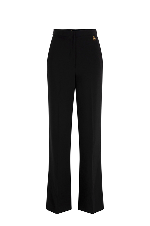 Pantalone dritto in crêpe leggero con charms - Elisabetta Franchi® Outlet