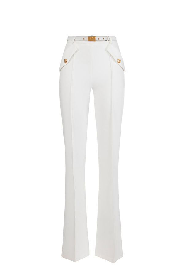 Crêpe palazzo trousers with pockets - Elisabetta Franchi® Outlet