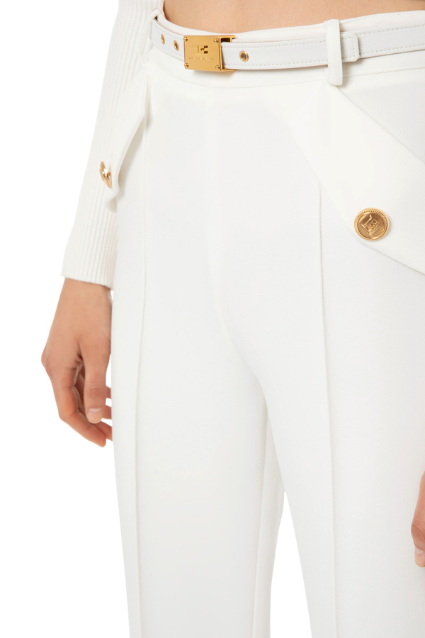 Pantalón palazzo de crepé con bolsillos - Elisabetta Franchi® Outlet