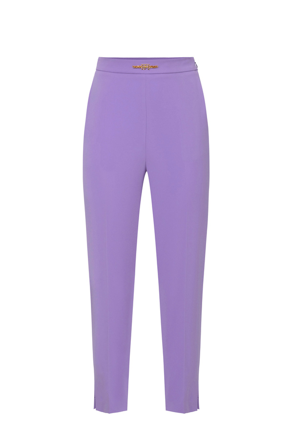 Straight trousers in crêpe fabric with horsebit - Elisabetta Franchi® Outlet