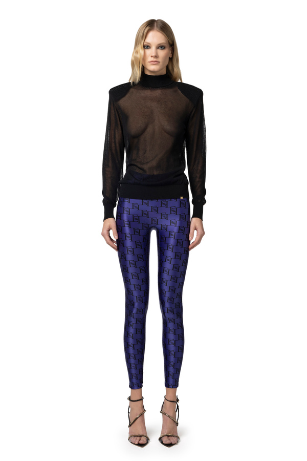 Lycra leggings with logo print - Elisabetta Franchi® Outlet