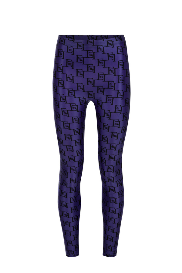 Lycra leggings with logo print - Elisabetta Franchi® Outlet