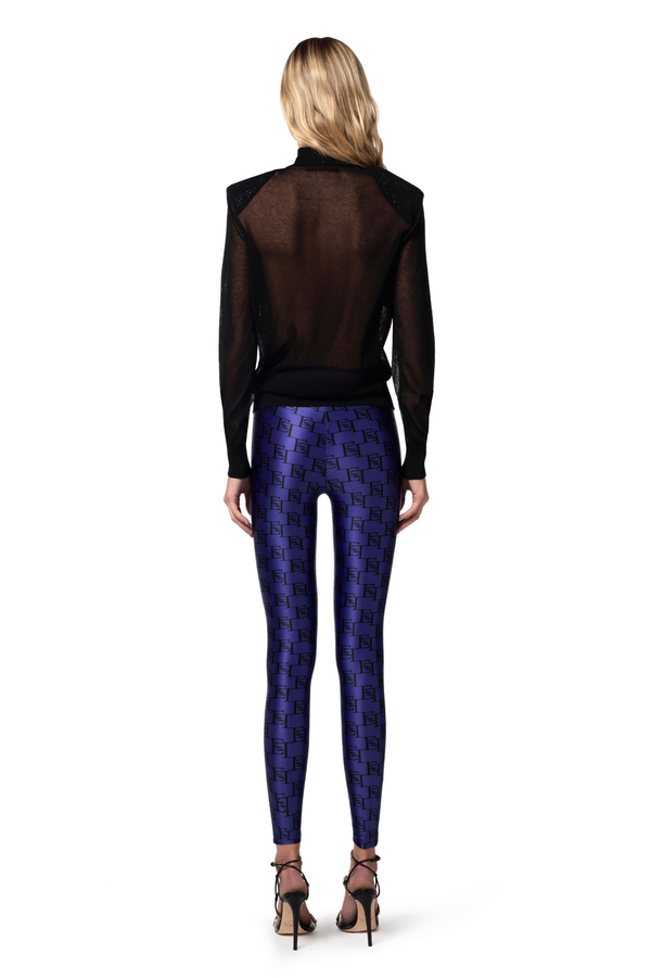 Lycra leggings with logo print - Elisabetta Franchi® Outlet