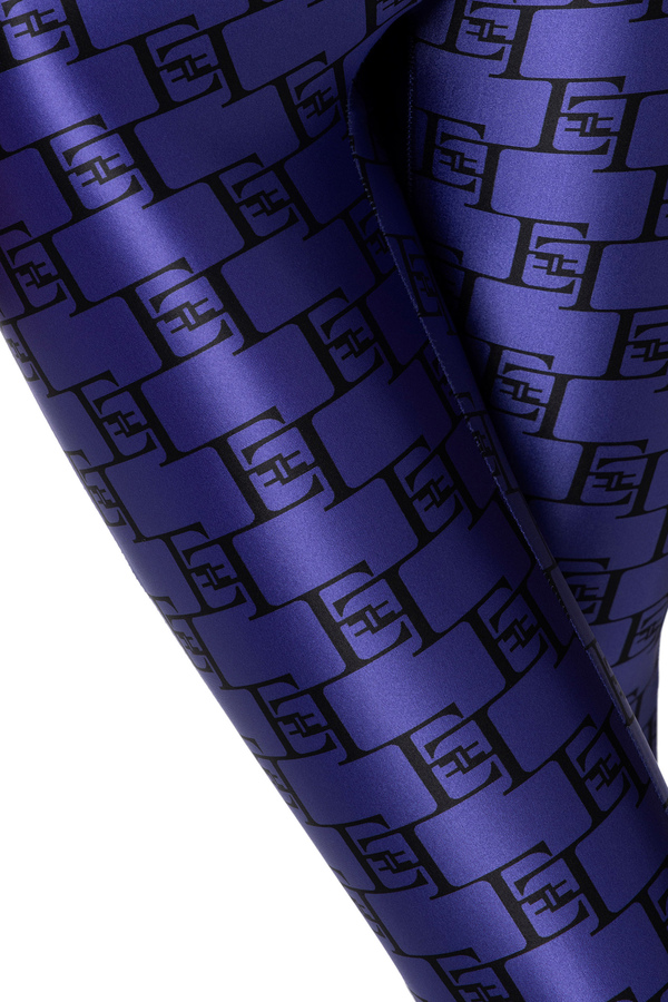 Lycra leggings with logo print - Elisabetta Franchi® Outlet