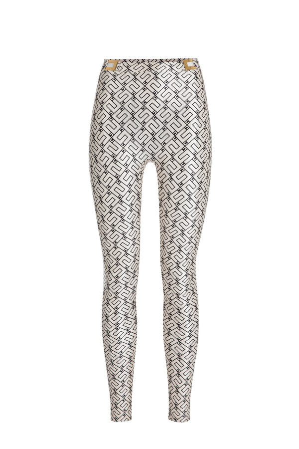 Lycra leggings with logo print - Elisabetta Franchi® Outlet