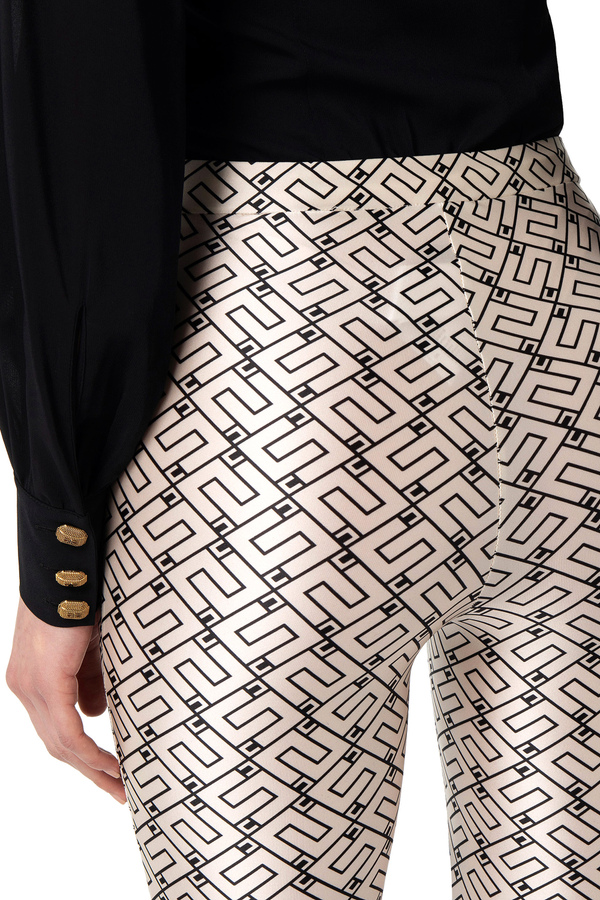 Lycra leggings with logo print - Elisabetta Franchi® Outlet