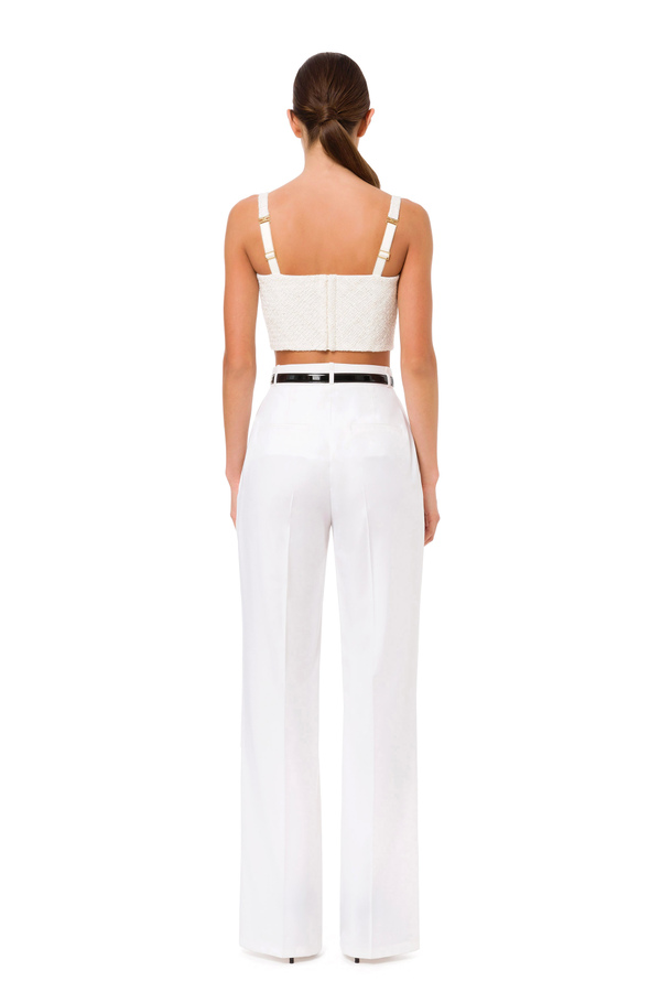 Trousers with patent leather belt - Elisabetta Franchi® Outlet