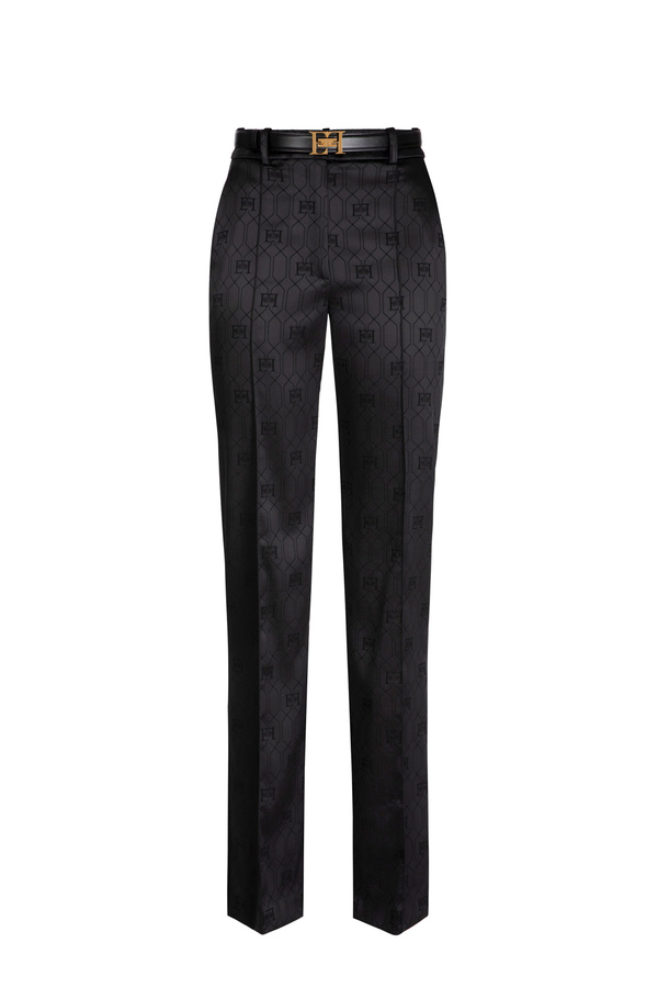Jacquard satin straight trousers - Elisabetta Franchi® Outlet