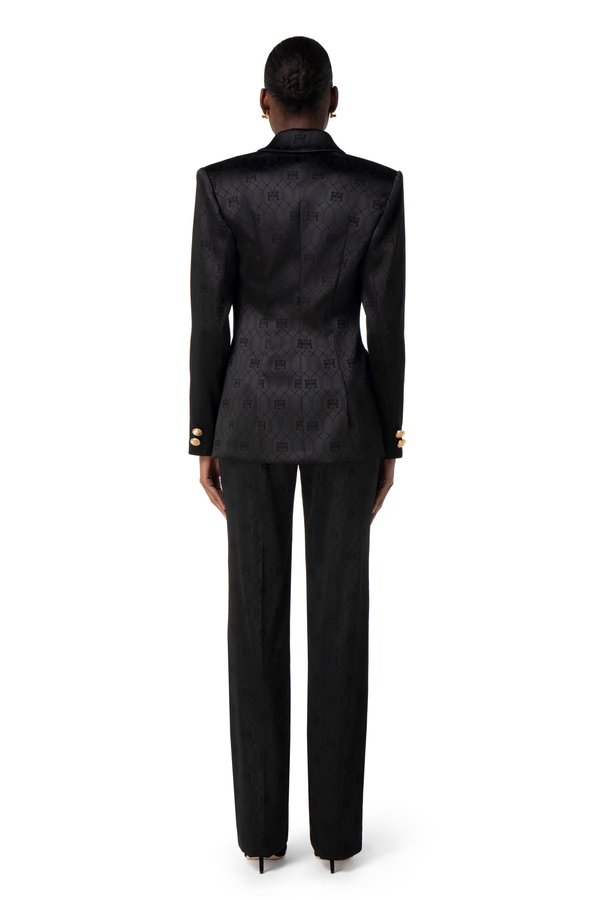 Jacquard satin straight trousers - Elisabetta Franchi® Outlet