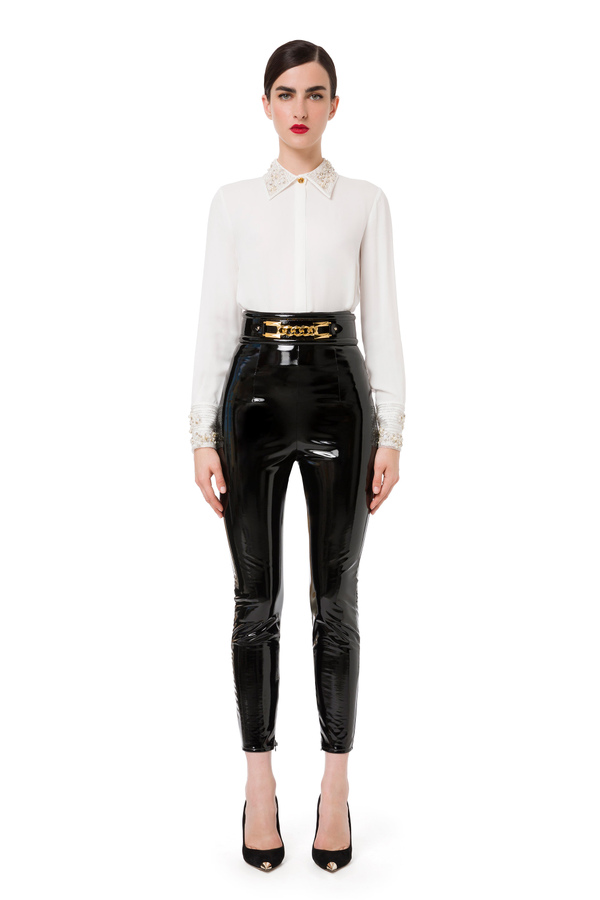 Womens Faux Leather Leggings High Waist Patent Leather Pants Party