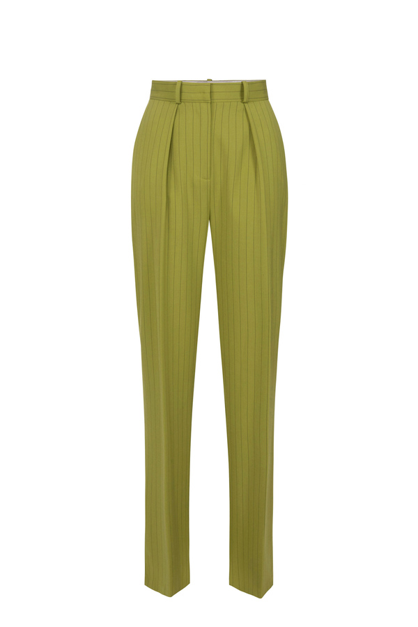 Cool wool pinstriped straight trousers - Elisabetta Franchi® Outlet