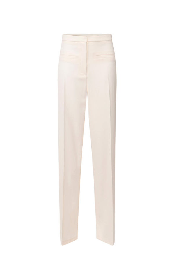 Straight trousers in cool wool with side insert - Elisabetta Franchi® Outlet