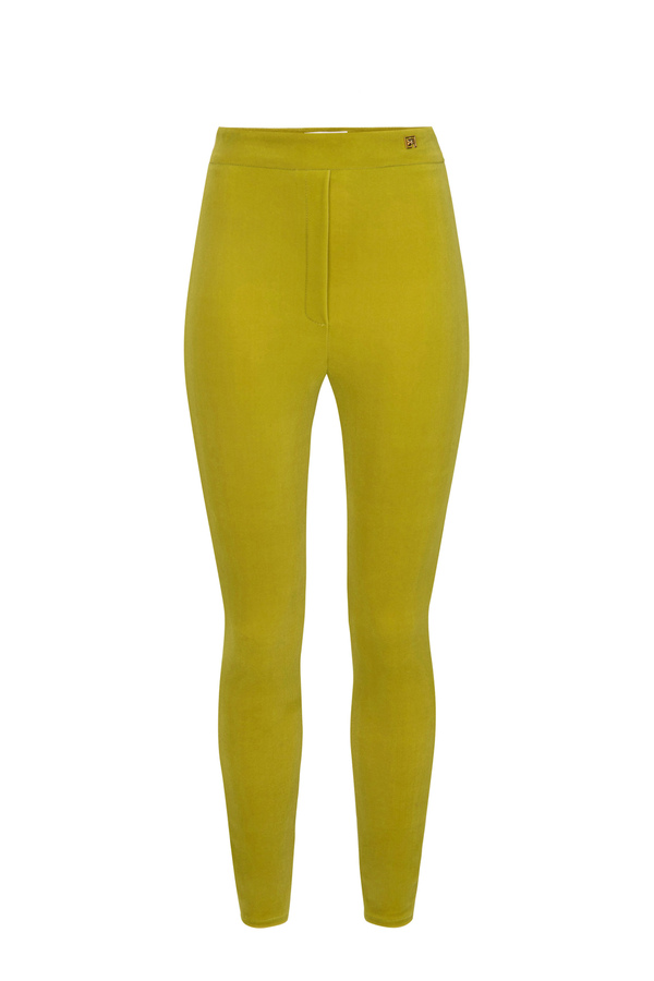 High-waist velvet straight trousers - Elisabetta Franchi® Outlet