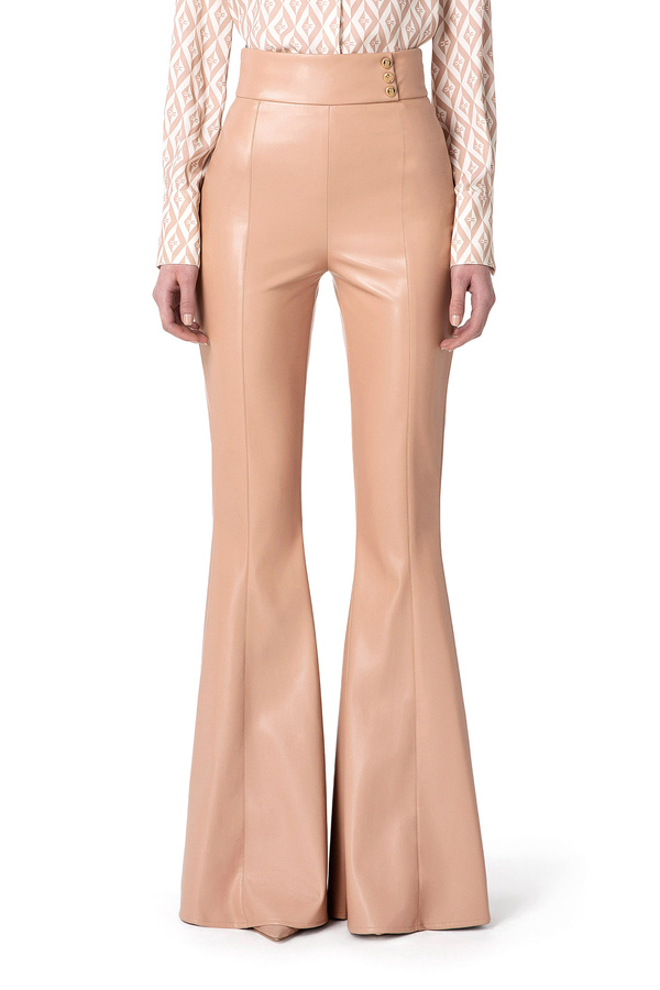 Pantalon palazzo en matériau synthétique - Elisabetta Franchi® Outlet